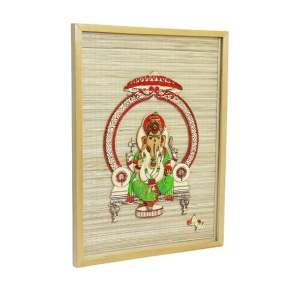 Bamboo Handcrafted Base Shree Ganesh Wall Hanging Frame Rectangular Shape for Home, Office/Eco Friendly Product. - 16 x12 cm, Bring home blessings and eco-conscious elegance with this Bamboo Handcrafted Shree Ganesh Wall Hanging Frame. Made by skilled artisans, this wall decor piece showcases a divine image of Lord Ganesh, intricately set in a rectangular bamboo frame that complements both modern and traditional interiors. Crafted from sustainable bamboo, this frame not only adds a spiritual touch to your s