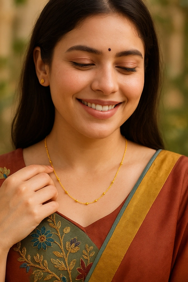 Namyara Golden Chain Ball Necklace for Girls and Women
