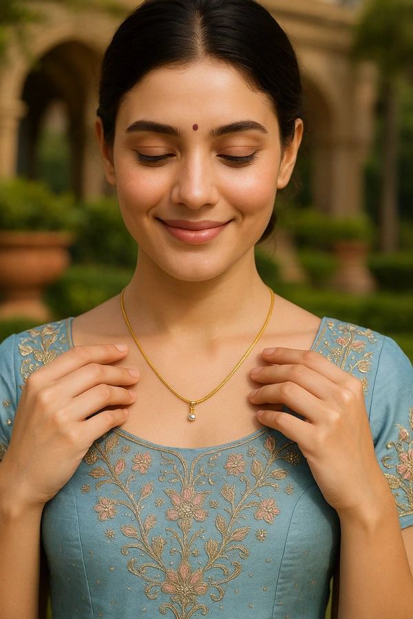 Namyara Gold Dainty Chain with Sparkling Diamond Pendant Necklace