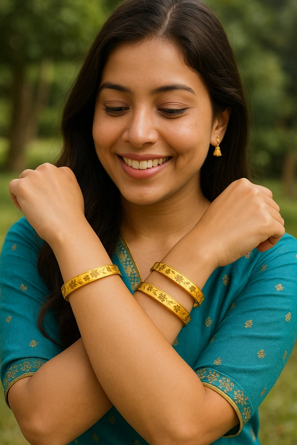Namyara Golden Stylish Floral Delight Bracelet