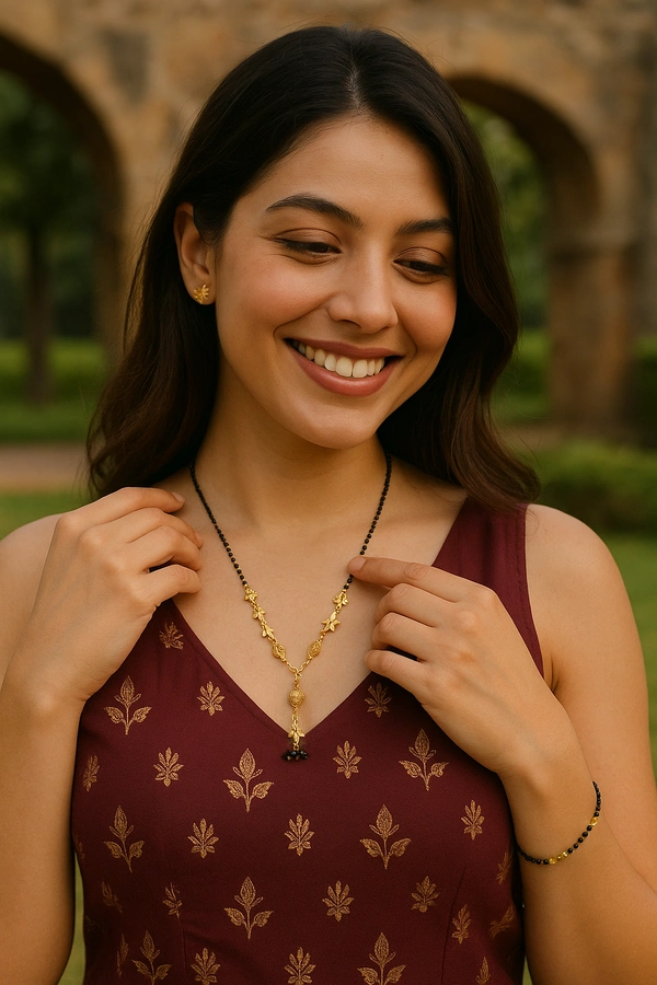 Namyara Golden Heart Diamond Mangalsutra Necklace
