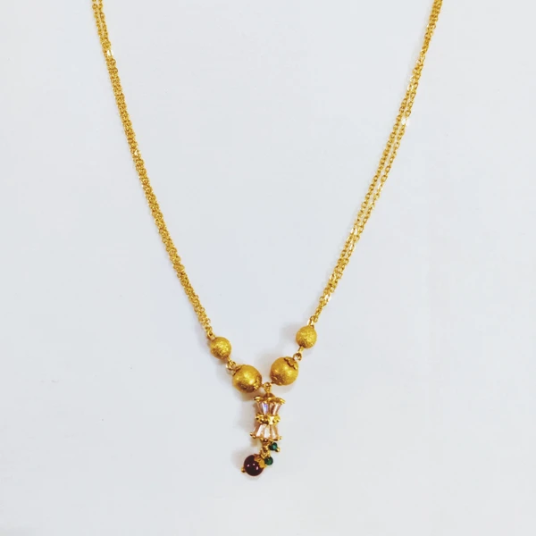 Namyara Golden Delight Two-Layer Chain with AD Diamond Pendant Necklace