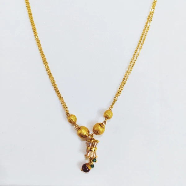 Namyara Golden Delight Two-Layer Chain with AD Diamond Pendant Necklace