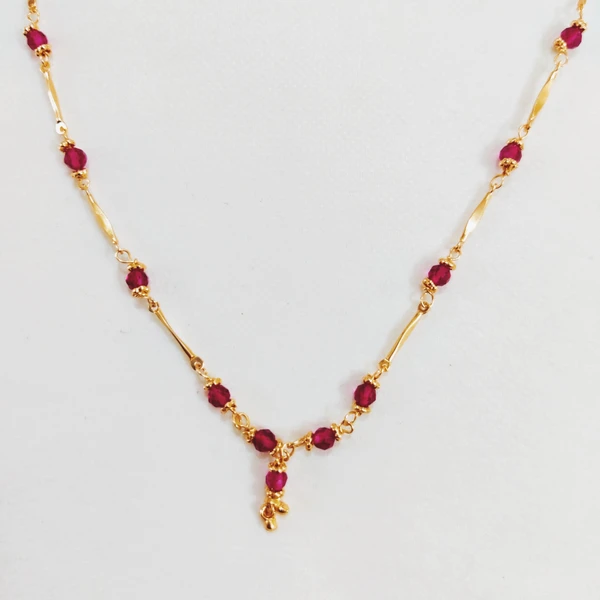 Gold AD Rose Pink Diamonds Necklace