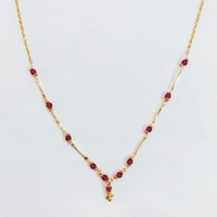 Gold AD Rose Pink Diamonds Necklace