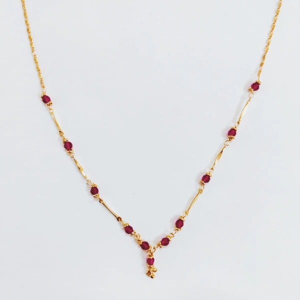 Gold AD Rose Pink Diamonds Necklace