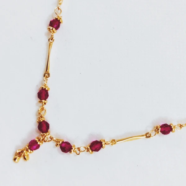 Gold AD Rose Pink Diamonds Necklace