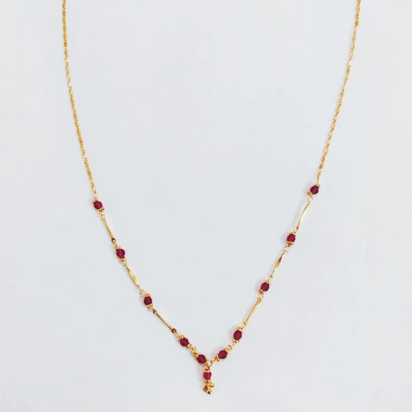 Gold AD Rose Pink Diamonds Necklace