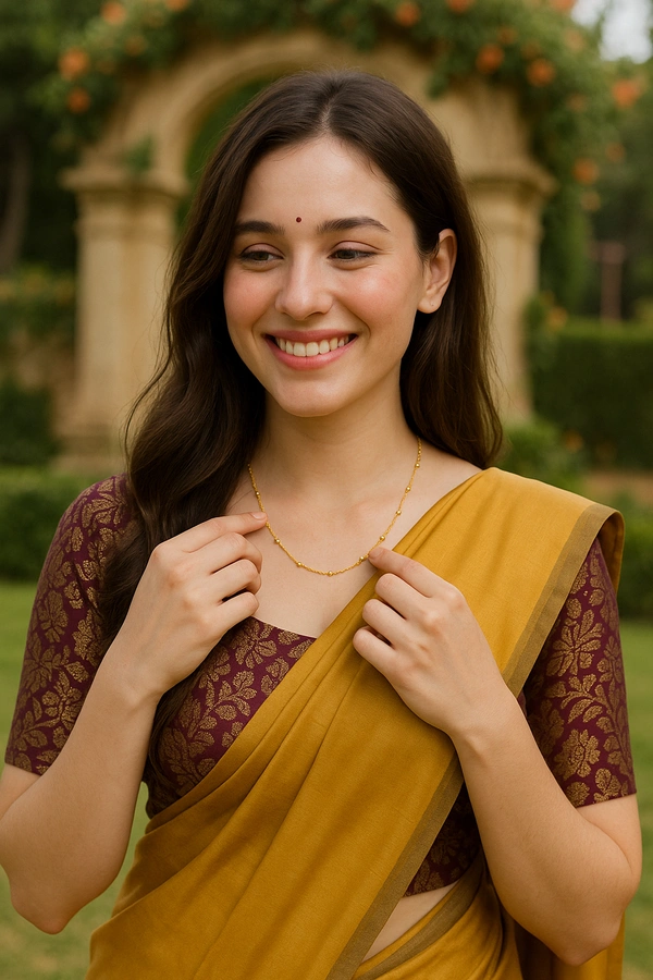 Namyara Golden Chain Ball Necklace for Girls and Women
