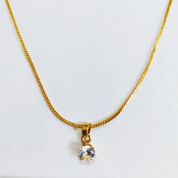 Namyara Gold Dainty Chain with Sparkling Diamond Pendant Necklace