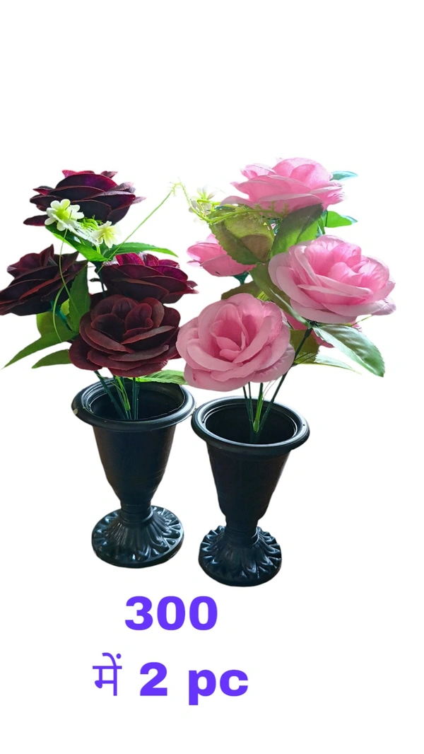 Made In Gorakhpur  Artificial flowers with pot for home decoration Big Size 2pc