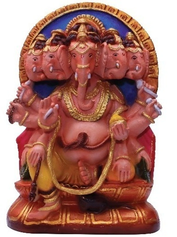 PANCHAMUKHI GANAPATHY STATUE   POLY RESIN  MATERIAL          ITEM  CODE- BB1284C - 9 INCH X 12 INCH, MULTICOLOUR