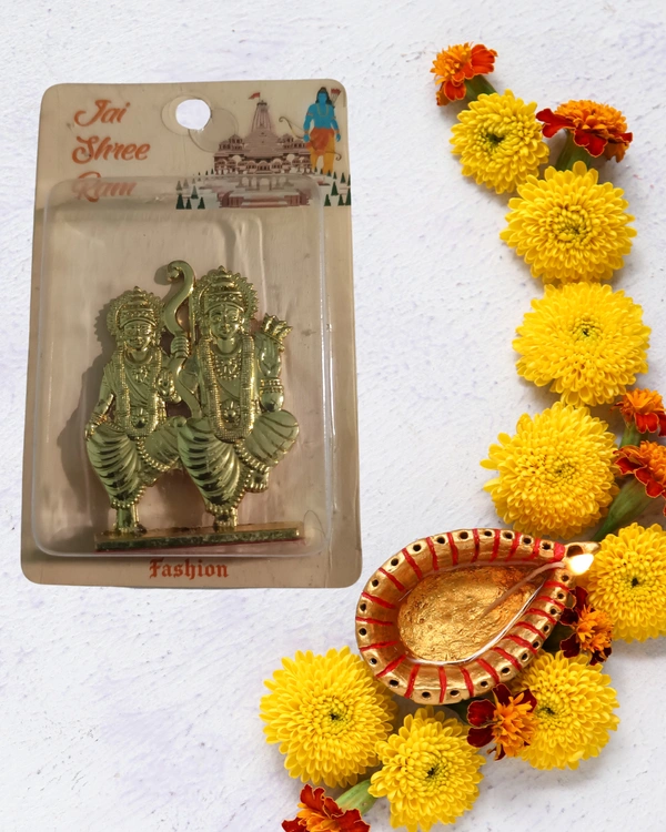 Sree Ram With Sita Car dash board metal Golden colour combo pack - 2 Nos