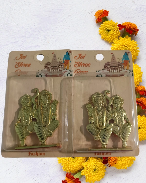 Sree Ram With Sita Car dash board metal Golden colour combo pack - 2 Nos