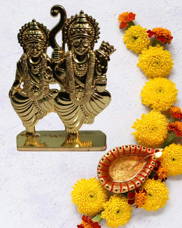 Sree Ram With Sita Car dash board metal Golden colour combo pack - 2 Nos
