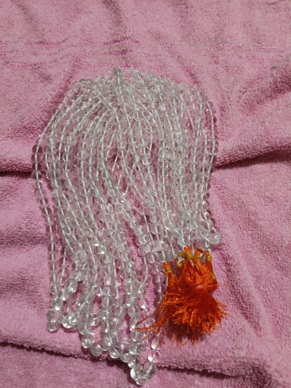 8 mm CLEAR QUARTZ -SPADIKA MALA 108+1 BEADS SUPER QUALITY WITH CERTIFICATE - 8 mm, clear