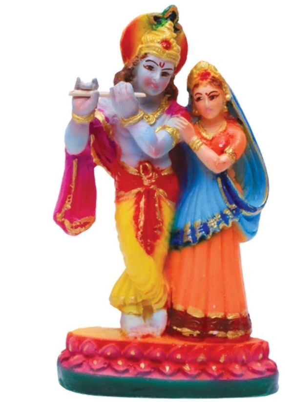 Radha Krishna Multicolour - Width - 5 inch Height - 7 inch, Multicolour, 100