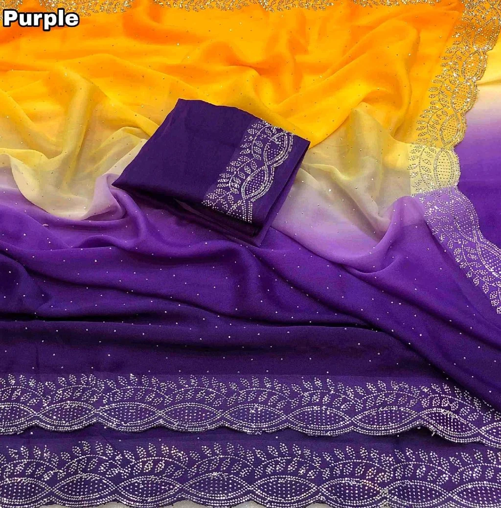 Star Georgette Padding Colour With Siroki Work Fancy Saree