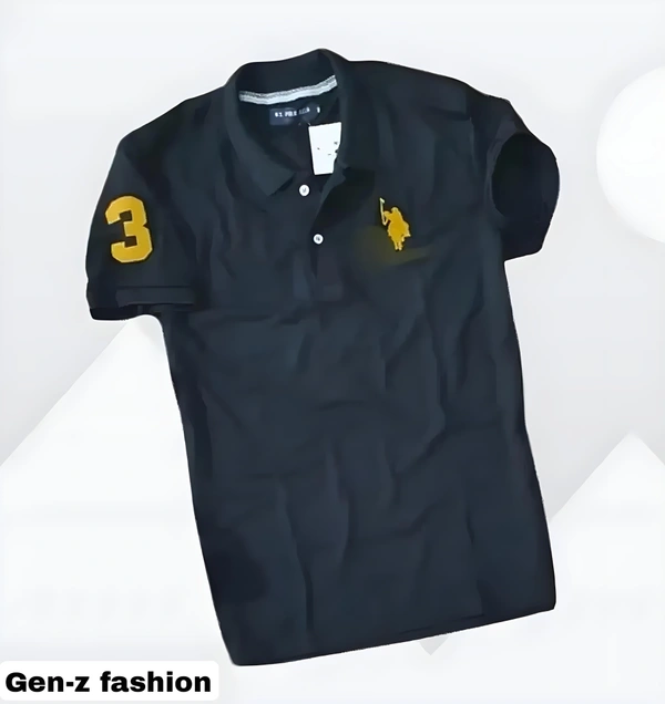 Pure Cotton Polo by Gen-z Era  - Black, M