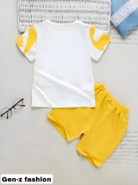 Cotton Tshirt And Half Pant by Gen-z Era  - Yellow, 0-6 mon