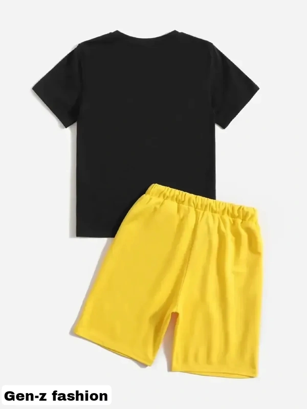 Cotton Tshirt And Half Pant by Gen-z Era  - Gold, 0-6 mon