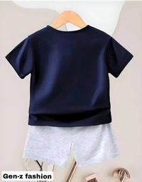 Cotton Tshirt And Half Pant by Gen-z Era  - Black, 0-6 mon