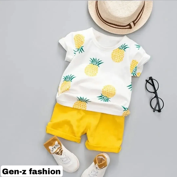 Cotton Tshirt And Half Pant by Gen-z Era  - Bright Sun, 2-3 Year