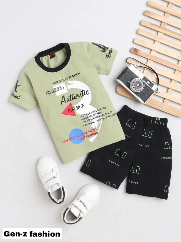 PRIMIUM Cotton Tshirt And Half Pant by Gen-z Era  - Eagle, 2-3 Year
