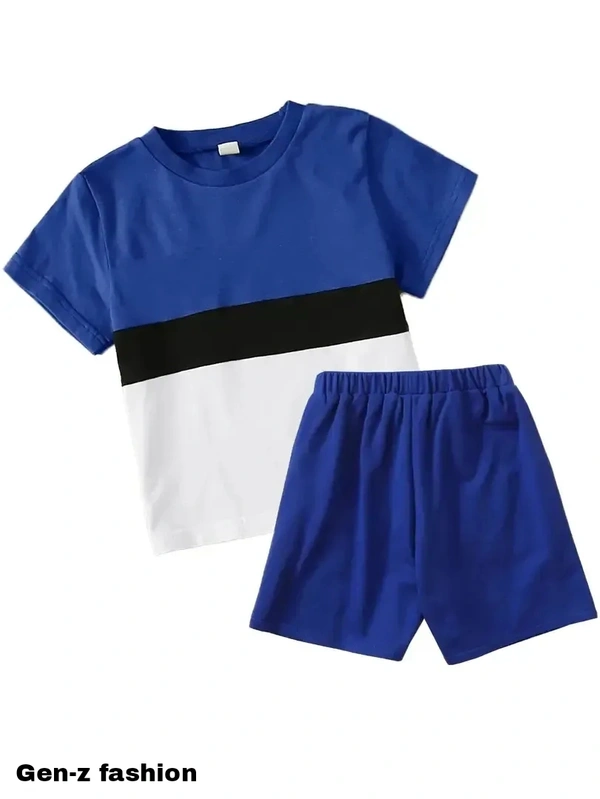 PRIMIUM Cotton Tshirt And Half Pant by Gen-z Era  - Dark Blue, 6-12 mon