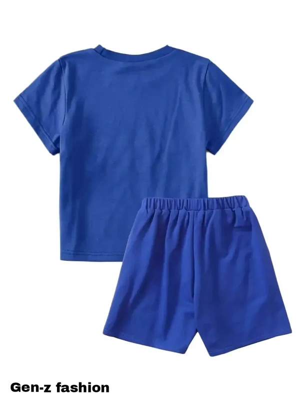 PRIMIUM Cotton Tshirt And Half Pant by Gen-z Era  - Dark Blue, 1-2 Year