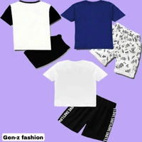 Pack Of 3 Tshirt And Half Pant by Gen-z Era  - Gold, 0-6 mon