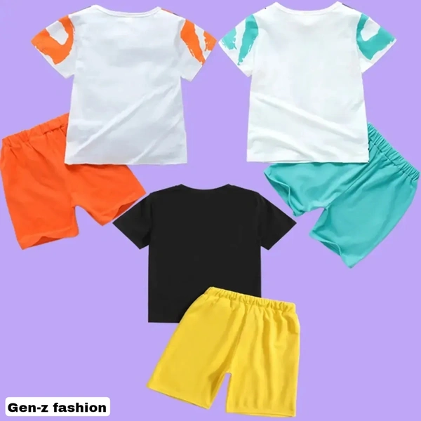 Pack Of 3 Tshirt And Half Pant by Gen-z Era  - Black, 0-6 mon