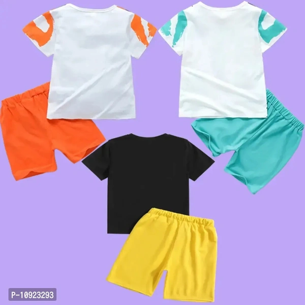Pack Of 3 Tshirt And Half Pant by Gen-z Era  - Black, 6-12 mon