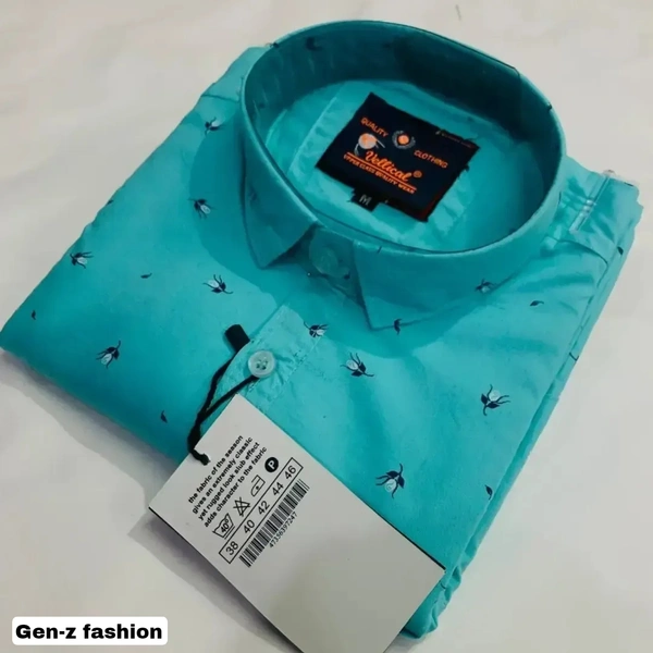 Luxurious Printed Cotton Shirt  - Blue Lagoon, S