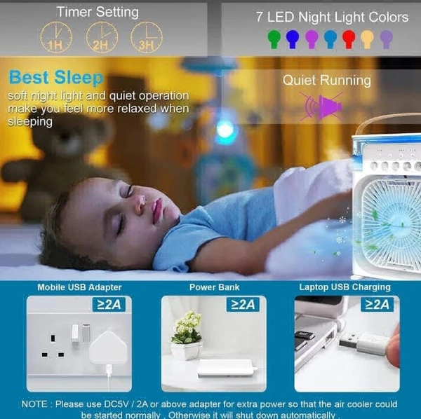 Mini Air Cooler  - White, Free Size