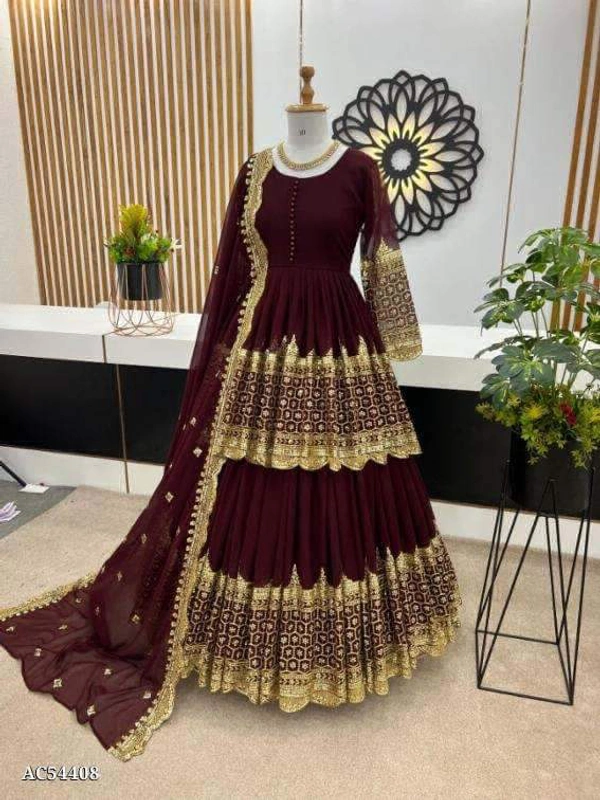 Lahnga duptta Cotton  - Brown, S