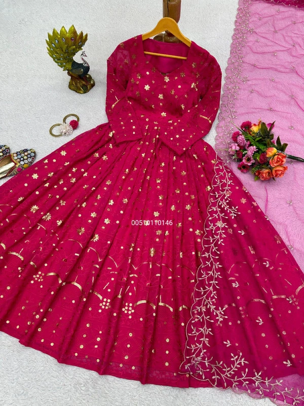 NEW CHAIN WORK LEHENGA - Purple Pizzazz, S
