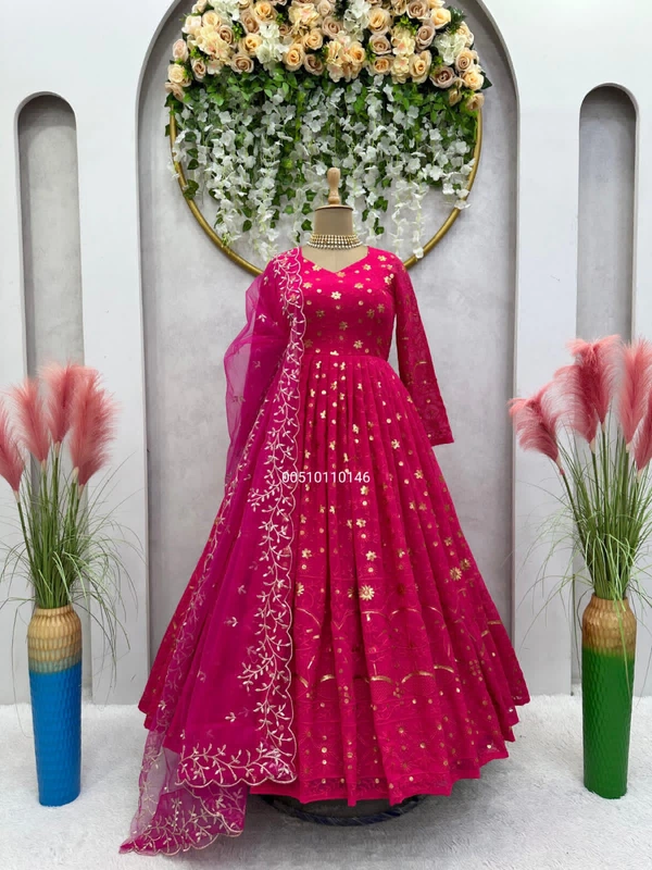 NEW CHAIN WORK LEHENGA - Purple Pizzazz, M