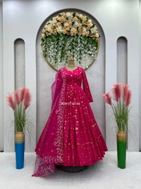 NEW CHAIN WORK LEHENGA - Purple Pizzazz, M
