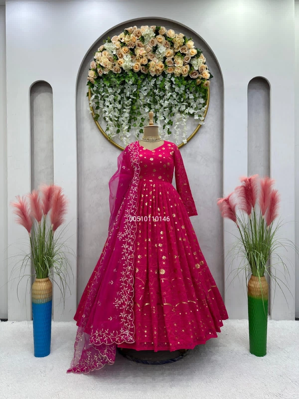 NEW CHAIN WORK LEHENGA - Purple Pizzazz, M