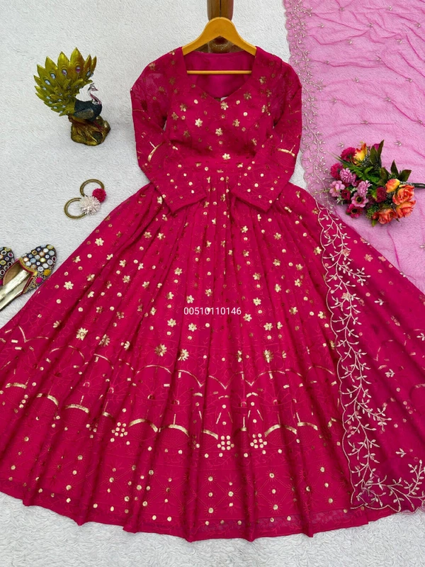 NEW CHAIN WORK LEHENGA - Purple Pizzazz, XL
