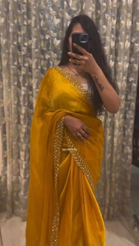 Sequins Embroidered Georgette Saree - Web Orange