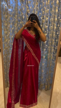 Sequins Embroidered Georgette Saree - Teal