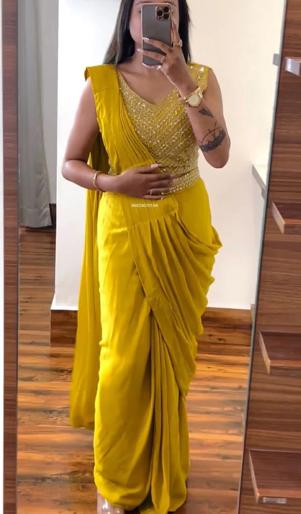 New Launching Super Trending Ready To Wear Beautiful Sarees*  - Red, S