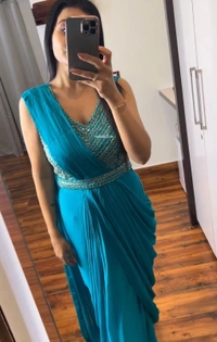 New Launching Super Trending Ready To Wear Beautiful Sarees*  - Cerulean, S