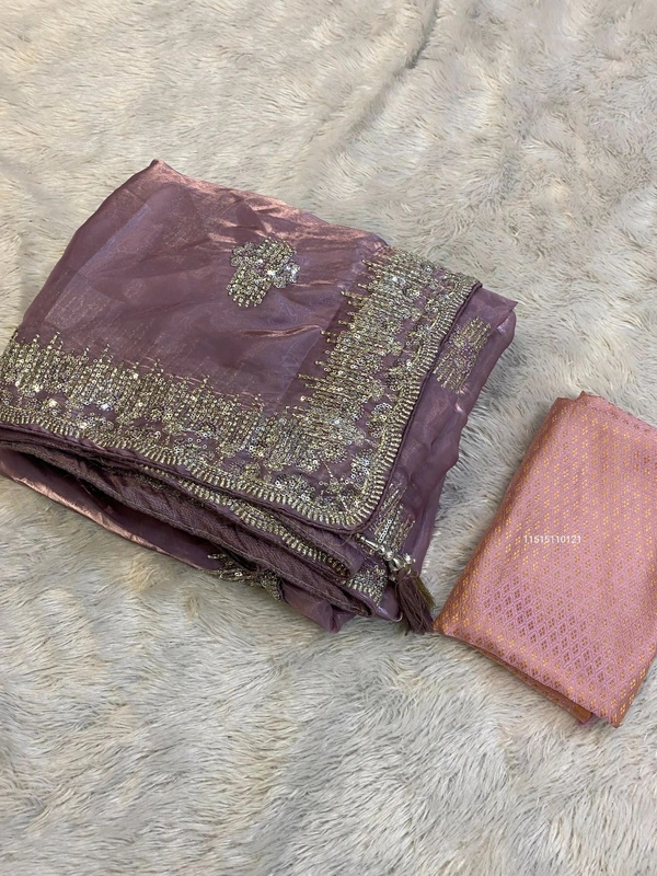 Women Stylish Georgette Embellished Saree with Blouse piece