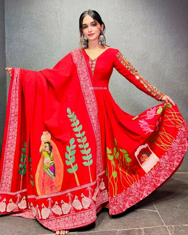 Navratri special Attractive Suit* - Red, S