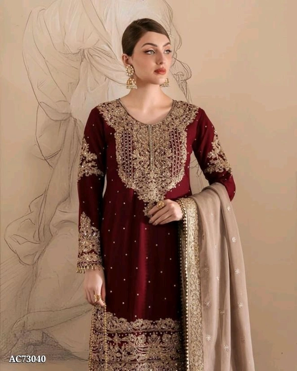 Pakistani Suit  - Bright Red, M