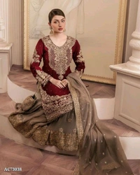 Pakistani Suit  - Bright Red, M