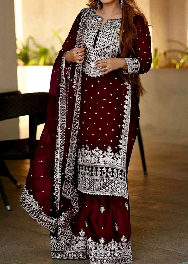 Pakistani Suit  - Maroon, 6XL
